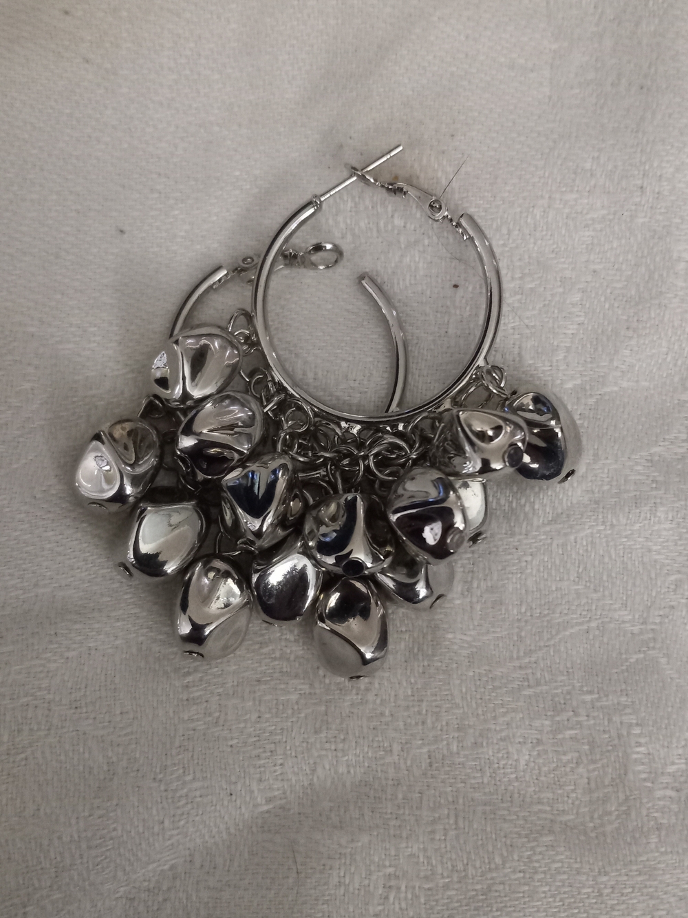 Neiman Marcus Never Tarnish Silver-Tone Hoop Earrings with Cluster Charms